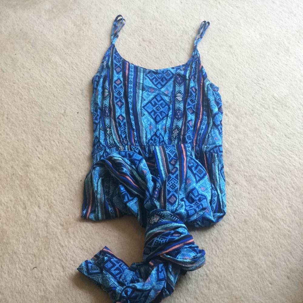 Blue patterned maxi dress